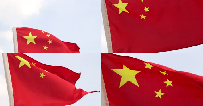 五星红旗飘扬 国旗红色背景 4k慢镜头