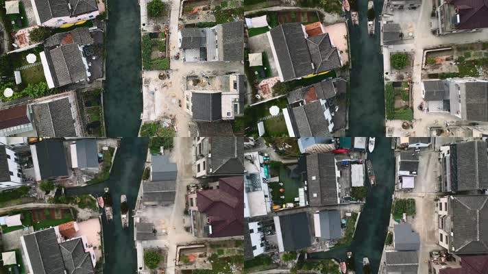 农村田园风光航拍俯拍4K