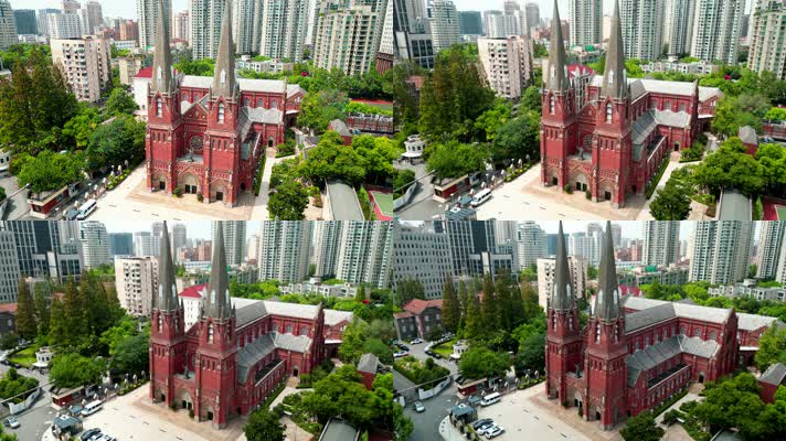 上海徐家汇天主教堂4K航拍