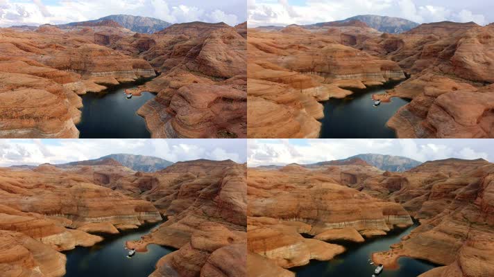 无人机在鲍威尔湖峡谷上空 4K_天线 峡谷 无人机 鲍威尔湖 自然 犹他州