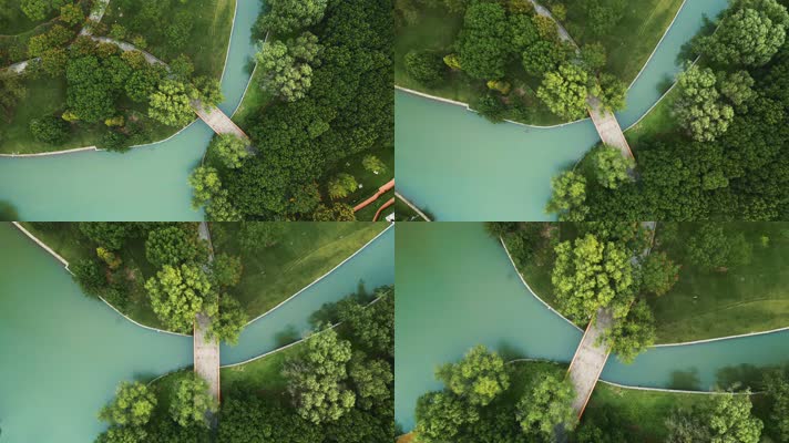 上海城市公园绿地航拍俯拍4K