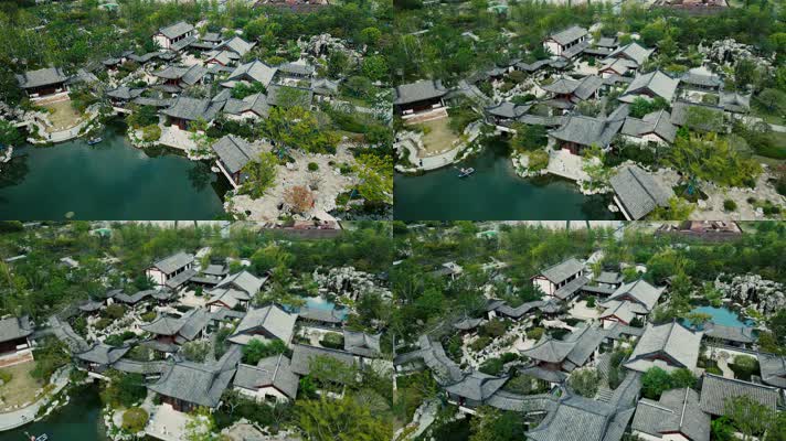 古代建筑中式园林无人机航拍4K