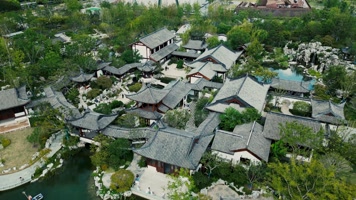 古代建筑中式园林无人机航拍4K