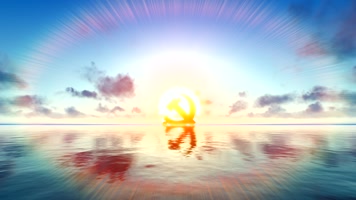 金色党徽镜面水意境光芒动画