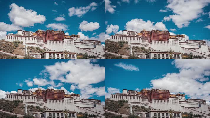 西藏布达拉宫白天4K延时摄影视频