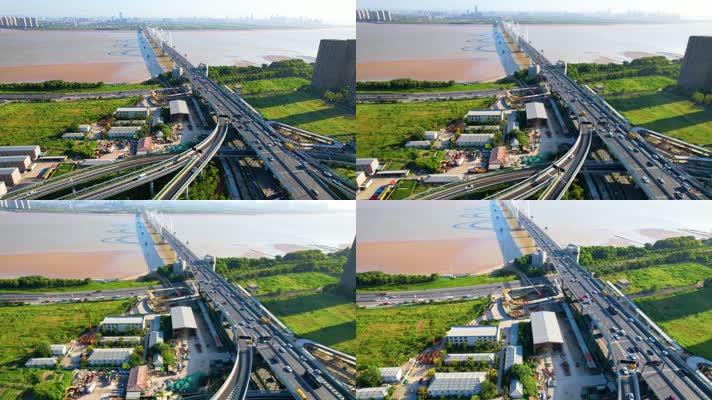 杭州钱塘江九堡大桥航拍风景40