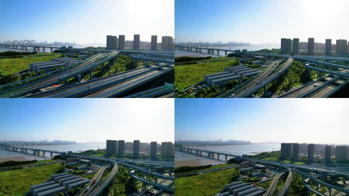 杭州钱塘江九堡大桥航拍风景9
