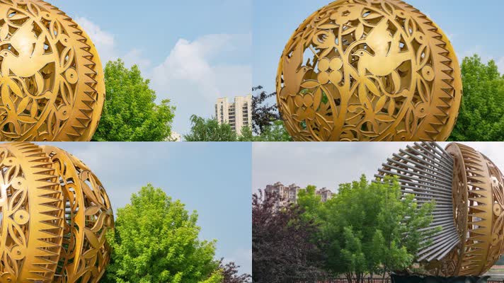 锡伯族文化广场梦回故乡雕塑多角度
