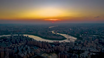 4K延时航拍南宁邕江黄昏晚霞