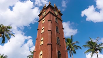 海口地标建筑钟楼延时风光