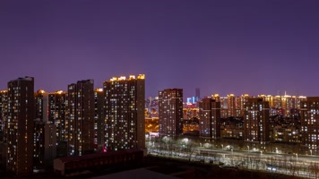 城市天际线建筑楼房夜晚灯光