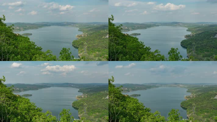 棋盘山水库秀湖碧水蓝天白云