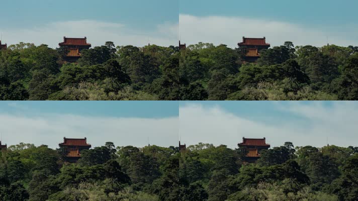 清福陵东陵天柱山密林间大明楼远望