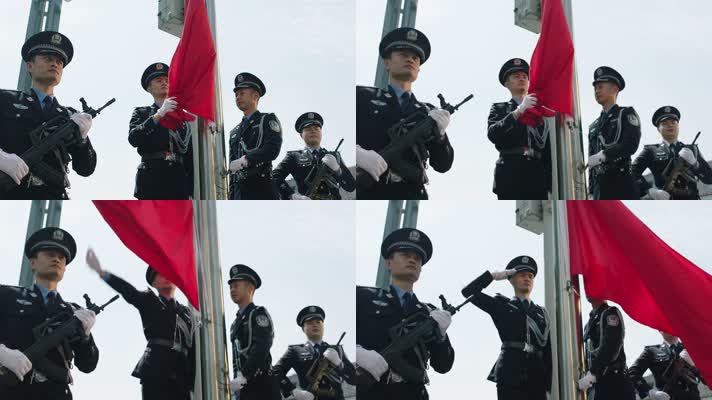 【4K】升旗仪式护旗手仪仗队升旗手