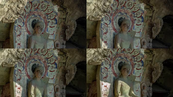 万佛堂石窟交脚观音像光影变化