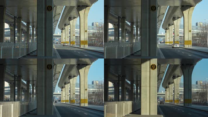 城市立交桥的车流和光影变化