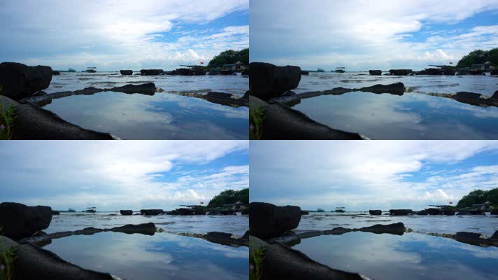 碧海蓝天白云倒影自然风光