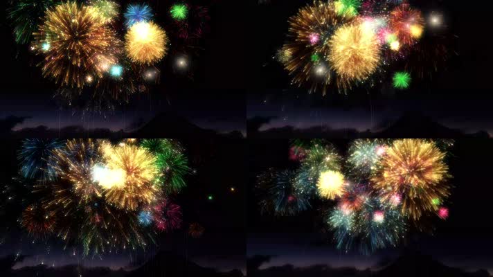 炫丽烟花礼花齐放背景，【4K】CG原创
