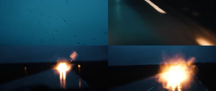 雨天夜晚公路开车驾驶