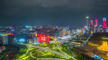 4K延时航拍南宁会展中心夜景