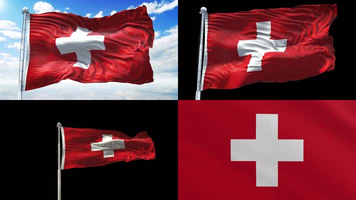 瑞士国旗旗帜标志logo带通道