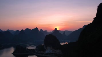 4K航拍上林大龙湖日出朝霞风光H