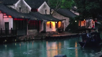 乌镇游船夜景风光