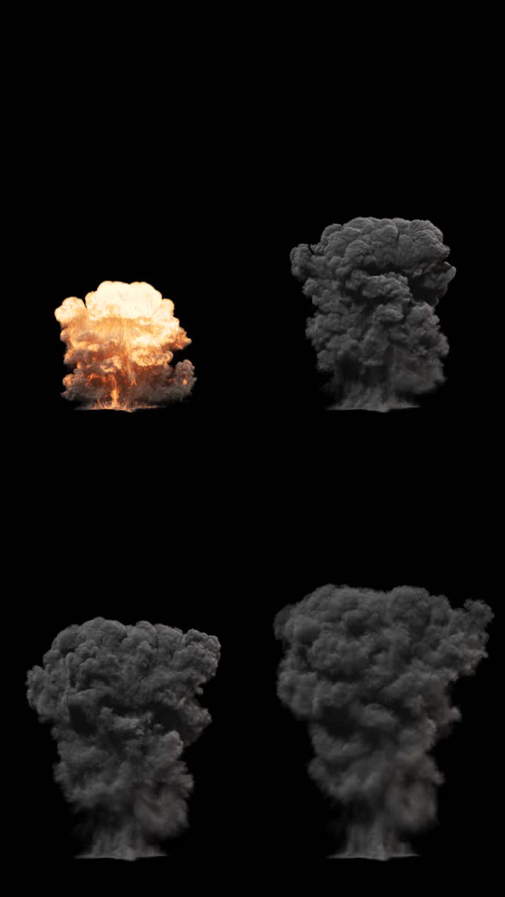 核爆炸核裂变爆炸烟雾火焰-3