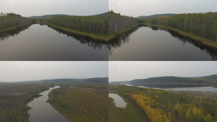 图强第一湾航拍山川与明月