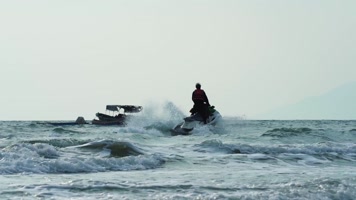 升格拍摄海上摩托艇