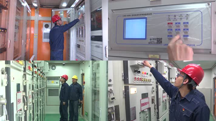 变电站内工程师电工在测试检查电力电子设备