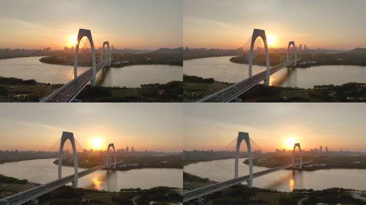 4K环绕航拍南宁青山大桥一镜到底