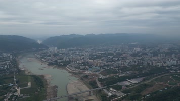 重庆北碚嘉陵江自然景观航拍