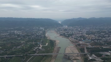 重庆北碚嘉陵江自然景观航拍