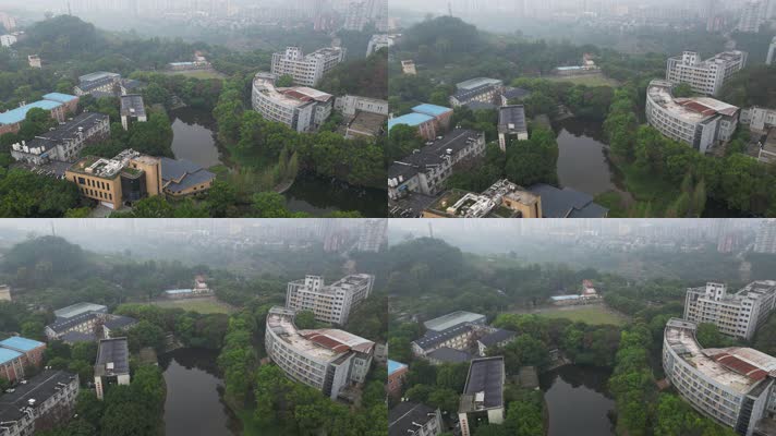 西大17重庆北碚西南大学校园风光高视角航拍