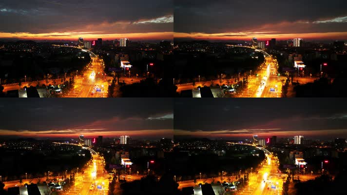 重庆沙坪坝城市晚霞夜景延时