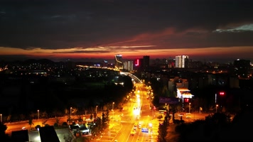 重庆沙坪坝城市晚霞夜景延时