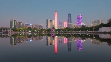 东莞CBD天际线日转夜延时夜景