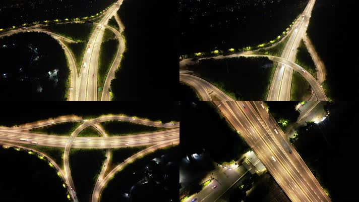 【合集】4K重庆北碚高速夜景车流航拍延时