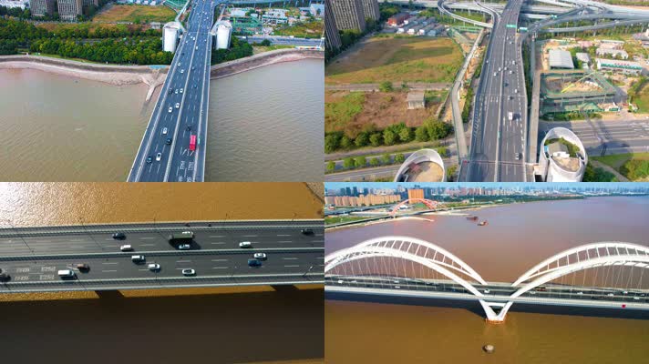 杭州钱塘江九堡大桥汽车车辆车流延时风景