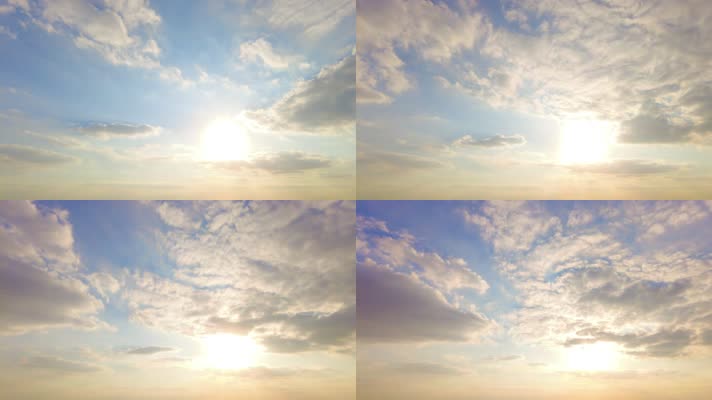 夕阳西下蓝天白云延时风景视频素材9