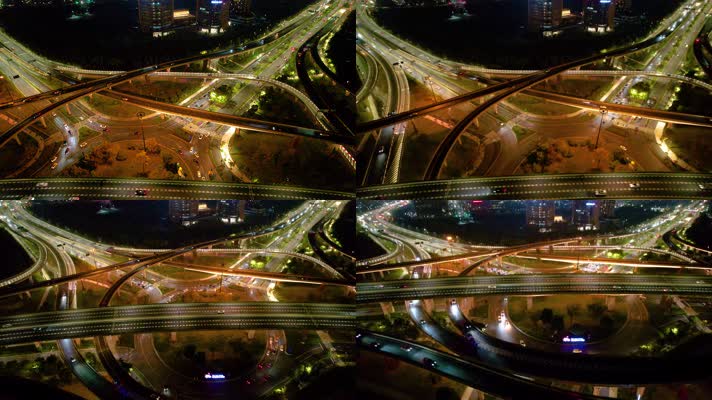 杭州滨江江南大道机场城市大道立交桥高架桥夜景