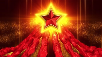 红色红星红绸金色粒子视频素材