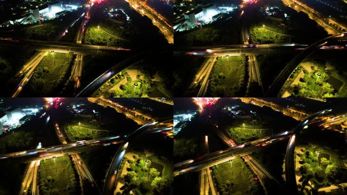 杭州钱塘新区下沙立交桥绕城高速夜晚延时摄影