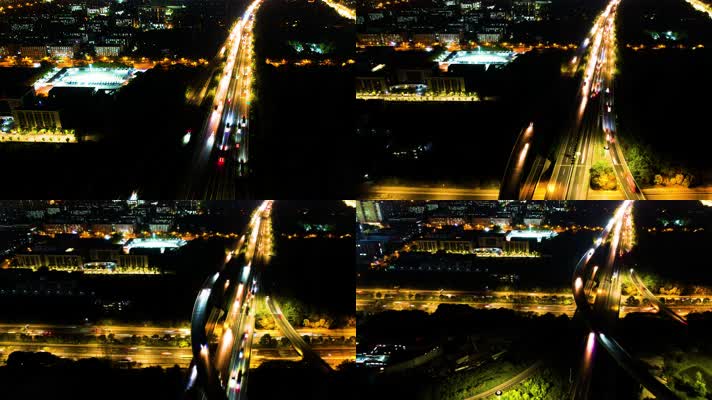 杭州下沙立交桥绕城高速延时夜景
