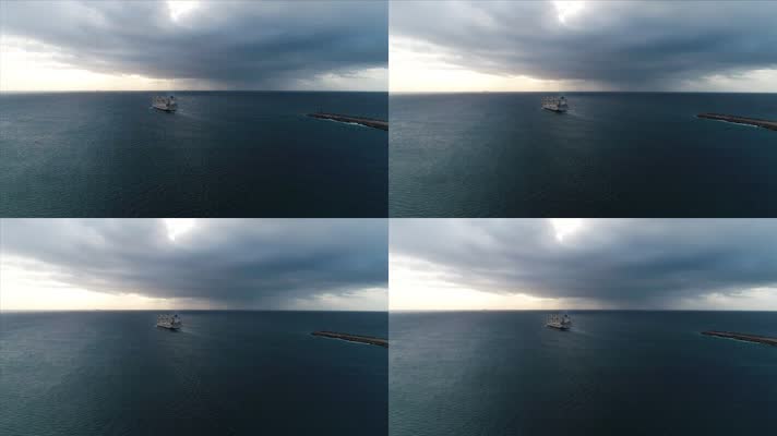 轮船在大海上航行新