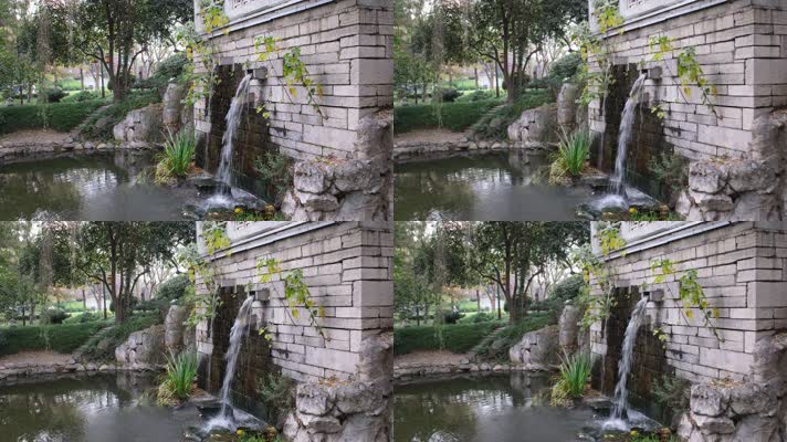 西安大慈恩寺遗址公园的人工瀑布
