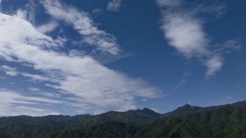 4K延时航拍湖南郴州蓝天白云下的小东江