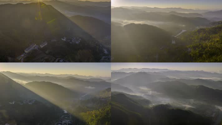 4K延时航拍贵州六盘水妥乐村梦幻光影