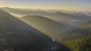 4K延时航拍贵州六盘水妥乐村梦幻光影